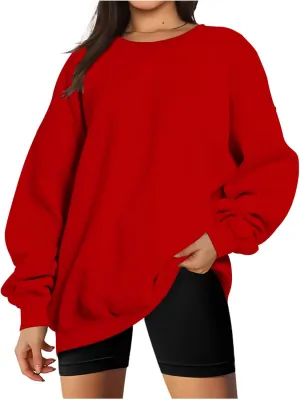 Oversized Long Sleeve Sweatshirts For Women 2023 Fall Fashion Crewneck Sweatshirt Solid Casual Loose Pullover Tops