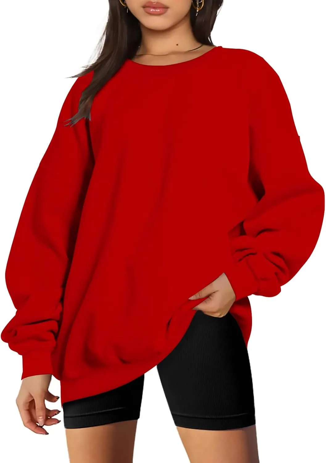 Oversized Long Sleeve Sweatshirts For Women 2023 Fall Fashion Crewneck Sweatshirt Solid Casual Loose Pullover Tops