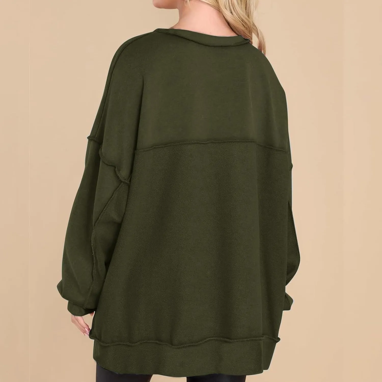 Oversized Women Sweatshirt Button Collared Casual Hoodies Soild Lightweight Pullover Tops Fall Fashion Clothes
