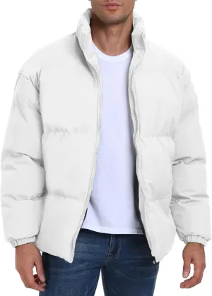 PEGENO Mens Winter Padded Jackets Full Zipper Windproof Jacket Coat