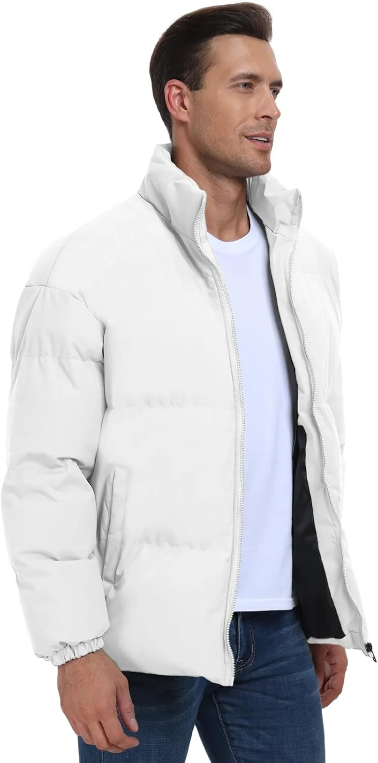 PEGENO Mens Winter Padded Jackets Full Zipper Windproof Jacket Coat