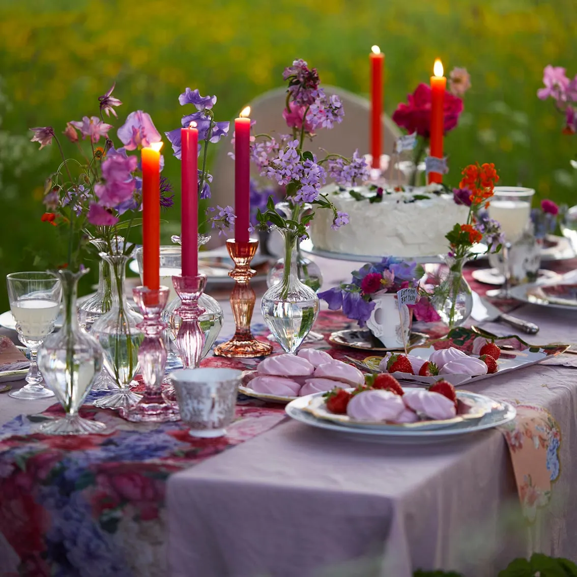 Pink Glass Candlestick Holder