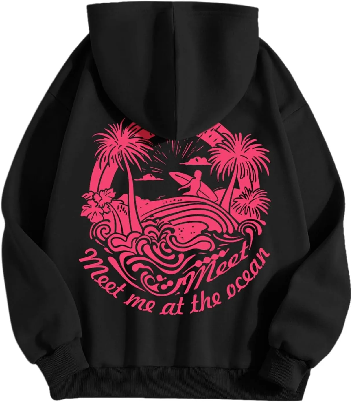 Pink Tracksuit For Women Y2K Drawstring Pullover Shirt Jogger Sweatpant Aesthetic Preppy Hoodies For Teen Girls Baggy