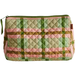 Pistachio Tartan Quilted Cotton Toiletry Purse