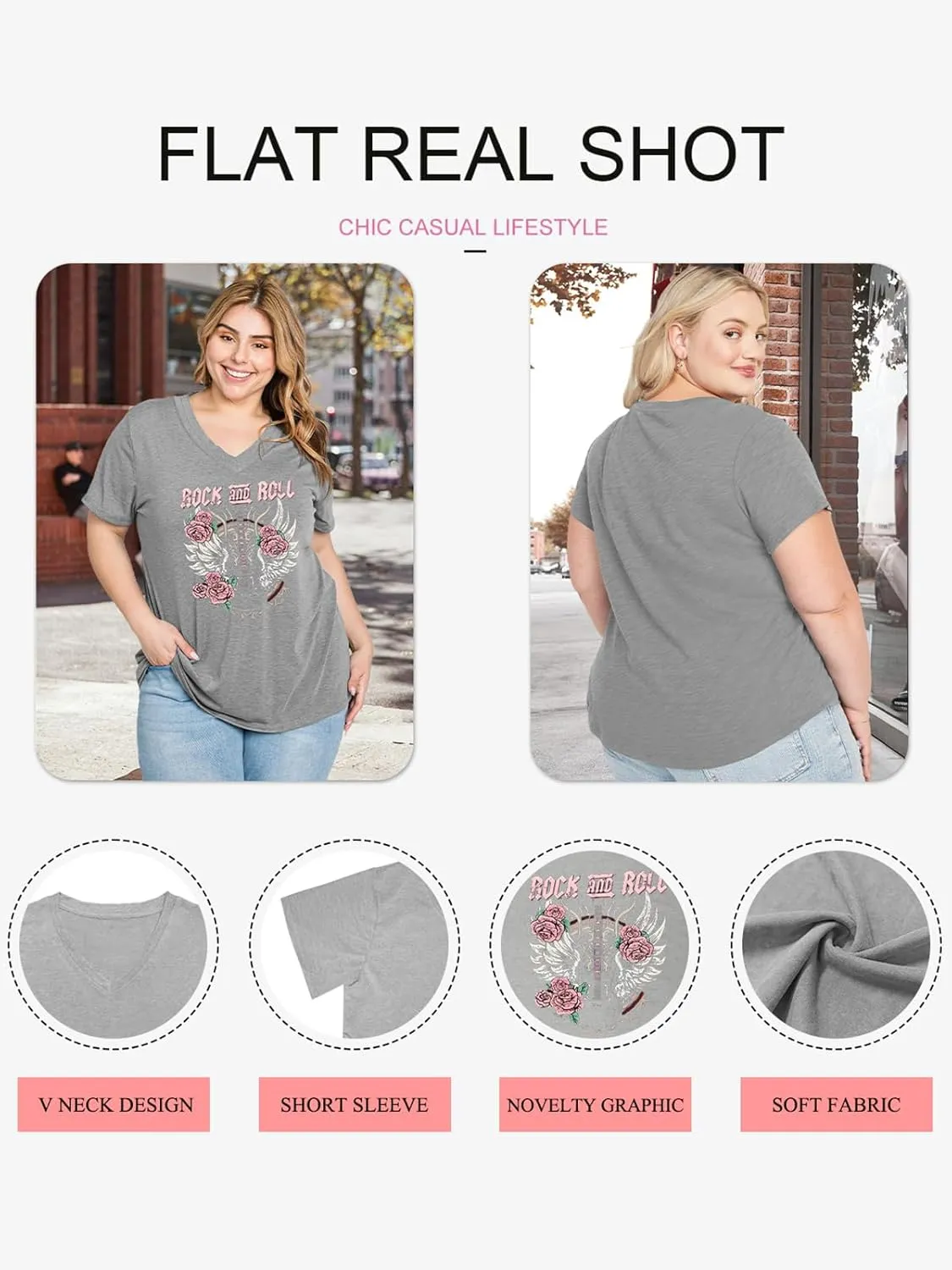 Plus Size Tops Womens V Neck Western Cowgirl T-Shirts Vintage Country Music Graphic Tee Shirt