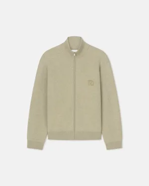 Poval - Merino Wool Zip Cardigan - Stone