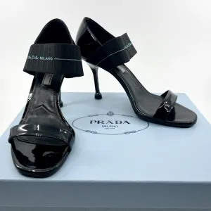 Prada Black Patent Leather Heeled Shoes EU37.5 ~ AU6.5 [1X9531]