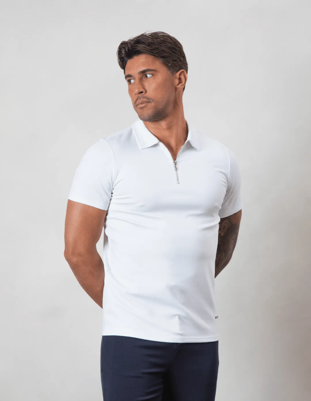 Premium Zip POLO WHITE