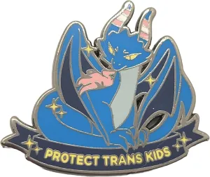 Protect Trans Kids Dragon Enamel Lapel Pin | Support Trans Youth Transgender Rights Trans Lives Matter