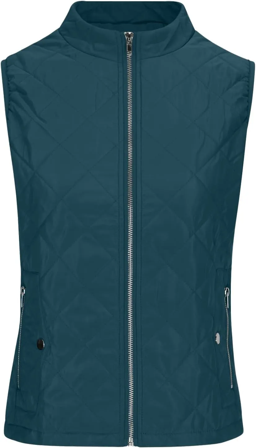 Puffer Vest Women Stand Collar Lightweight Gilet Quilted Zip Vest Sleeveless Winter Down Jackets Warm Vests Outerwear