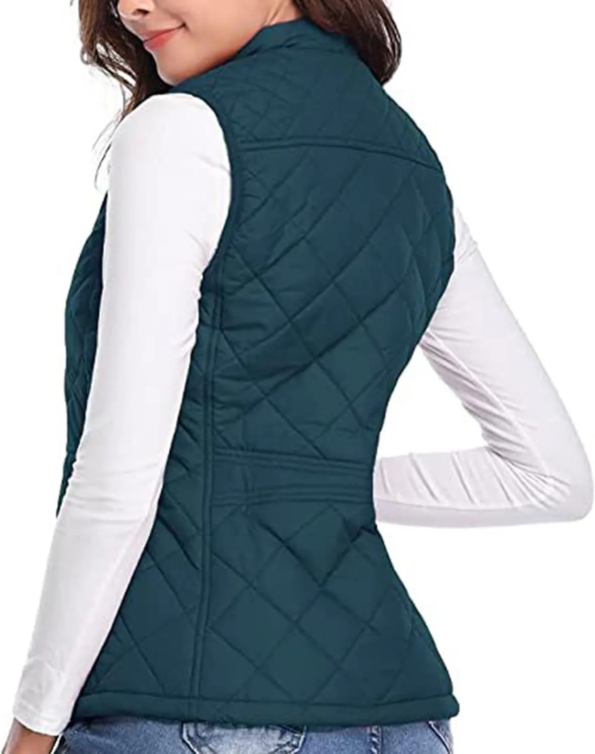 Puffer Vest Women Stand Collar Lightweight Gilet Quilted Zip Vest Sleeveless Winter Down Jackets Warm Vests Outerwear