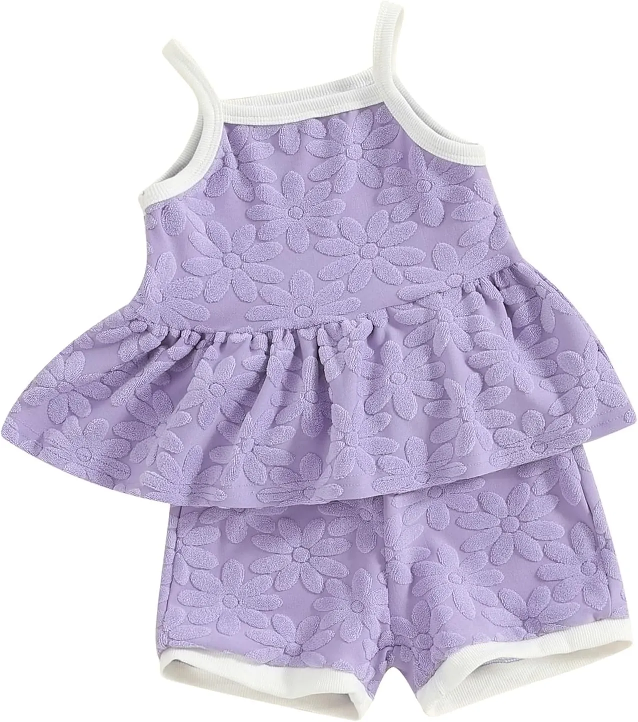 Qiylii Toddler Girls Summer Short Sets Sleeveless Strap Ruffle Mini Dress Tops and Shorts 2PC Floral Summer Clothes