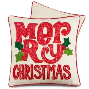 Raz Imports 2023 Sleigh Bells 18" Merry Christmas Pillow