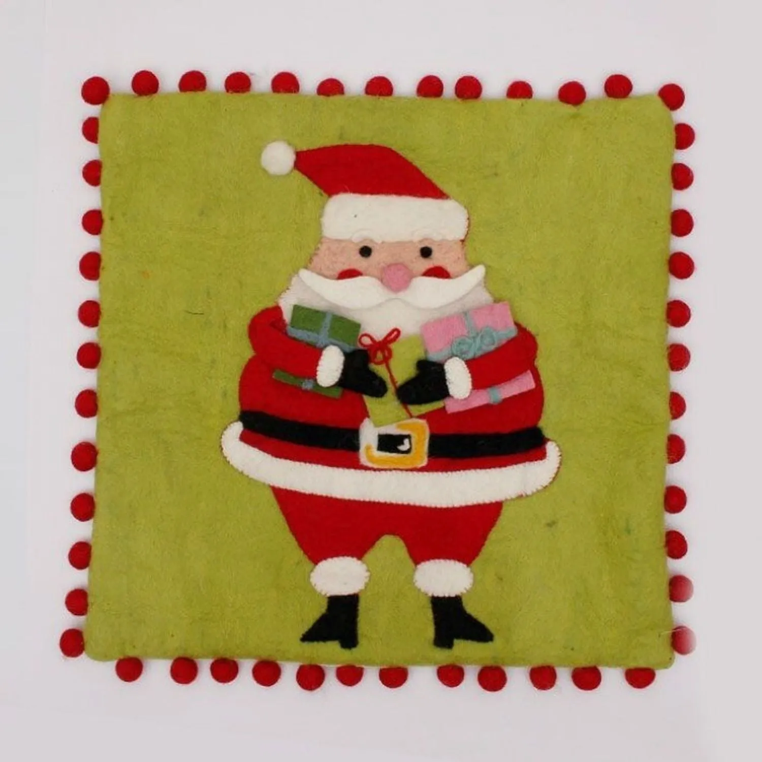 Regency International 18"X18" Felt Santa Pillow Cover with Pompoms