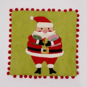 Regency International 18"X18" Felt Santa Pillow Cover with Pompoms