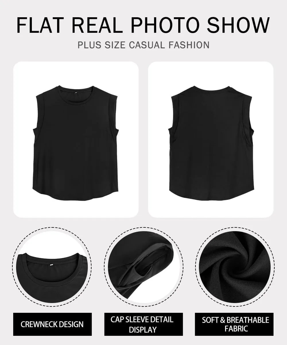 RITERA Plus Size Tank Tops for Women Sleeveless Shirt V Neck Basic Oversized Casual Tanks XL-5XL