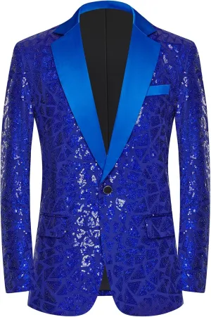 Rogers & Morris Triangle Sequin Jackets One Button Blazer for Men Rogers & Morris Triangle Sequin Jackets One Button Blazer for Men