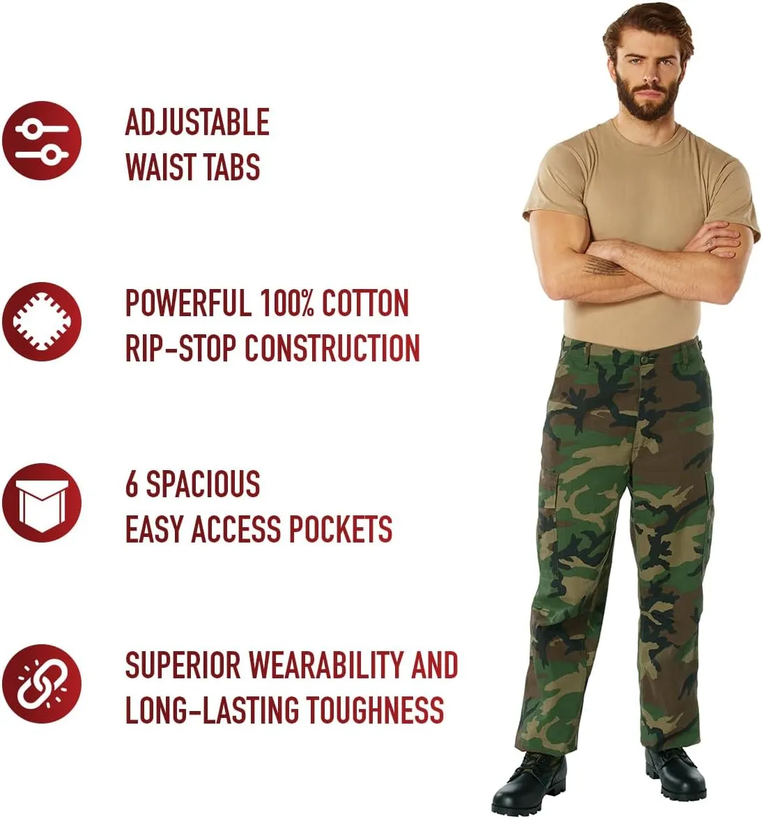 Rothco Vintage Vietnam Rip-Stop Fatigue Pants Camo Cargo Pants