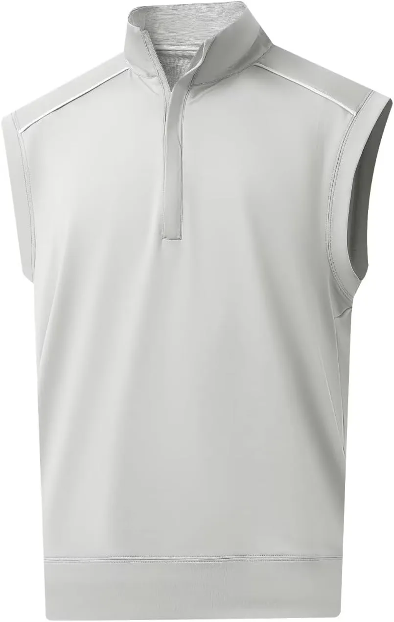 Rouen Mens Vests Outerwear Lightweight Moisture Wicking Midlayer Sleeveless Sports Golf Quarter Zip Pullover Mens Vest