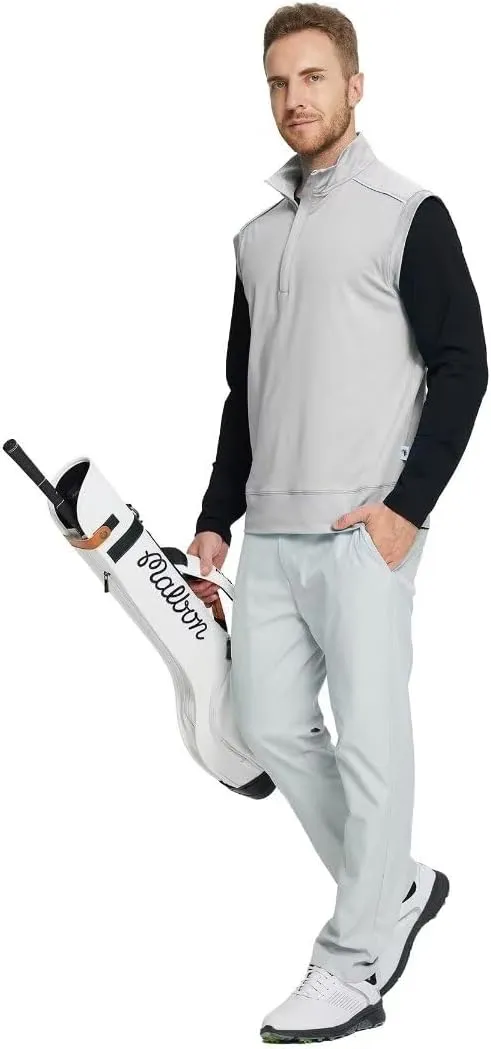 Rouen Mens Vests Outerwear Lightweight Moisture Wicking Midlayer Sleeveless Sports Golf Quarter Zip Pullover Mens Vest