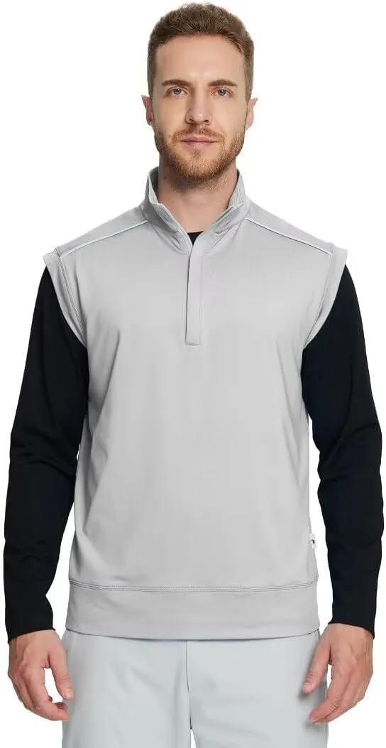 Rouen Mens Vests Outerwear Lightweight Moisture Wicking Midlayer Sleeveless Sports Golf Quarter Zip Pullover Mens Vest