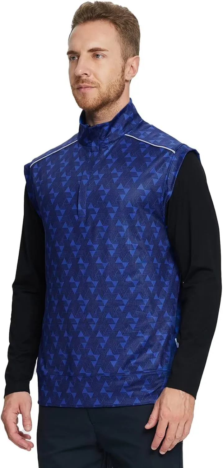Rouen Mens Vests Outerwear Lightweight Moisture Wicking Midlayer Sleeveless Sports Golf Quarter Zip Pullover Mens Vest