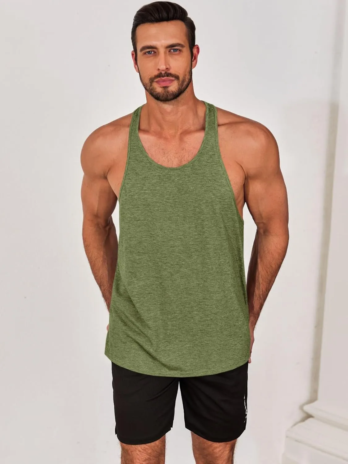 Runcati Mens Workout Tank Tops Gym Muscle Athletic Sleeveless T Shirts Bodybuilding Training Fitness Tops