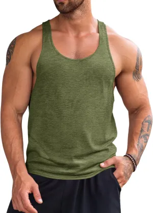 Runcati Mens Workout Tank Tops Gym Muscle Athletic Sleeveless T Shirts Bodybuilding Training Fitness Tops