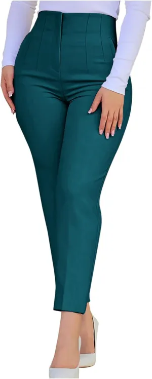 Ruziyoog High Waist Skinny Pants for Women Soft Stretchy Slim Fit Trousers Casual Work Office Pants