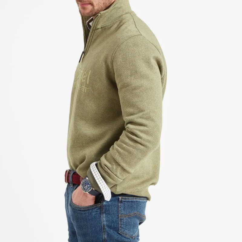 Schoffel Bude Mens 1/4 Zip Sweatshirt - Light Khaki Marl