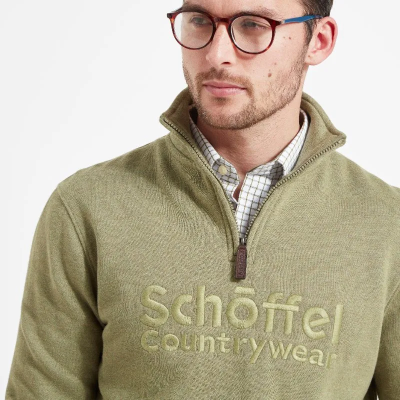 Schoffel Bude Mens 1/4 Zip Sweatshirt - Light Khaki Marl