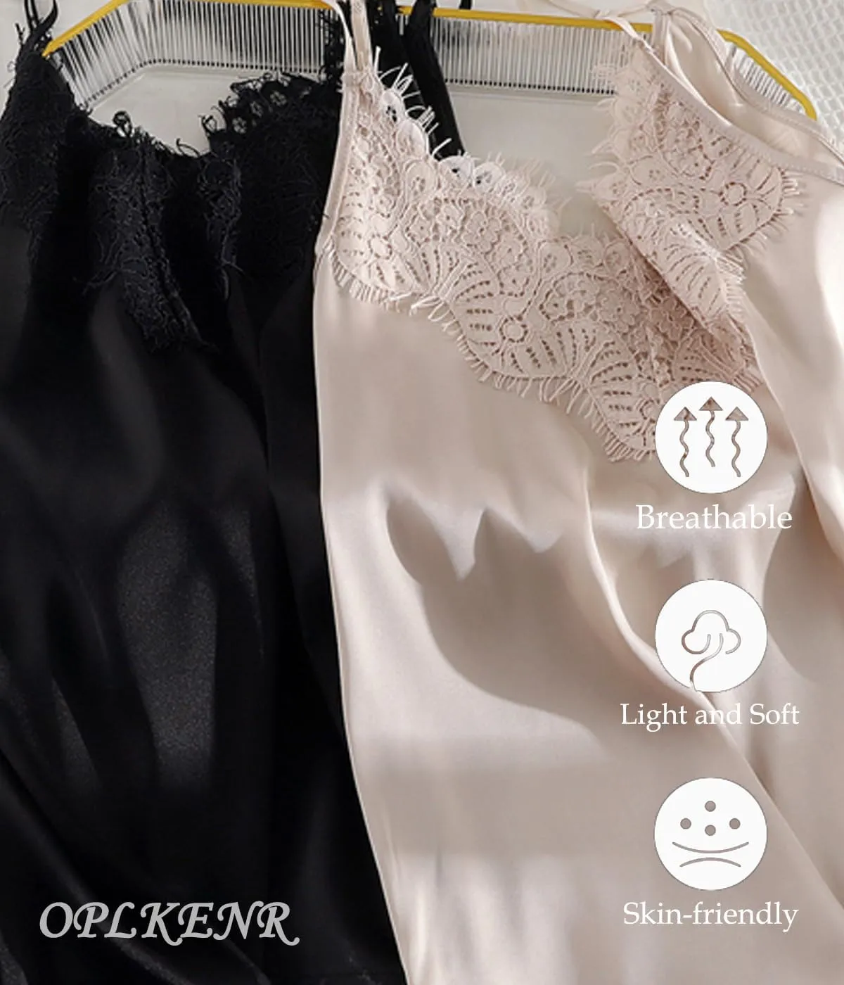 Silk Camisole Tops for Women, Sexy V-Neck Silk Satin Tank Tops Lace Trimmed Camisole