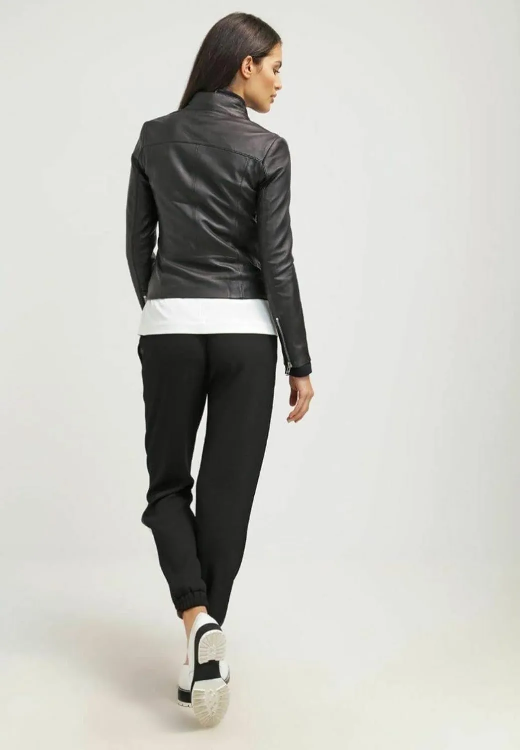 SKADO Womens Leather Jacket For Women Real Leather Jacket Soft Lambskin Biker Jacket Slim-Fit