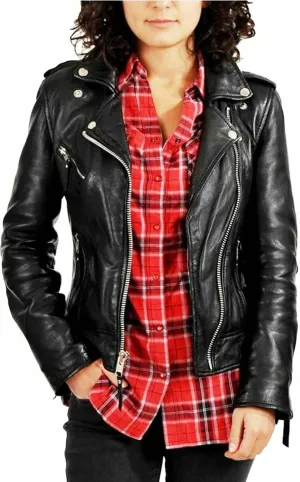 SKADO Womens Leather Jacket For Women Real Leather Jacket Soft Lambskin Biker Jacket Slim-Fit