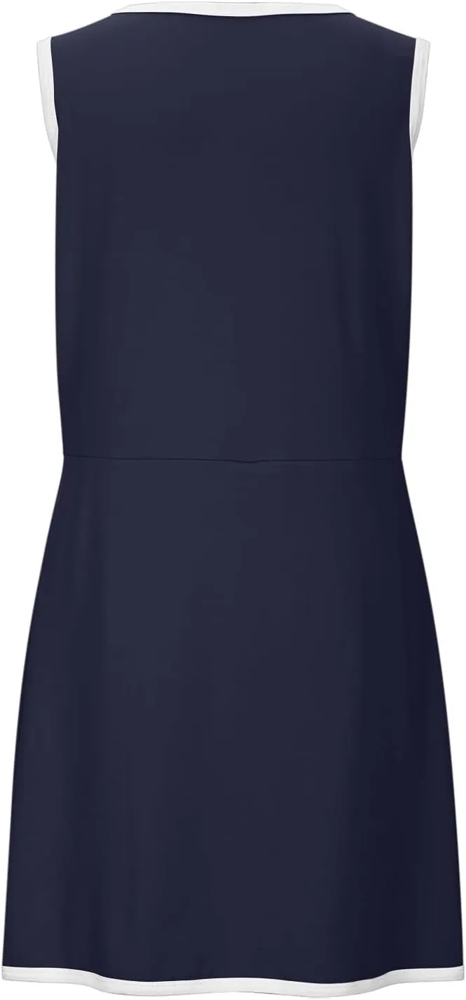 Sleeveless Rompers Athletic Tennis Dress Built in Shorts Summer Bodycon Cinched Waist Mini Romper Skort Dresses Outfit
