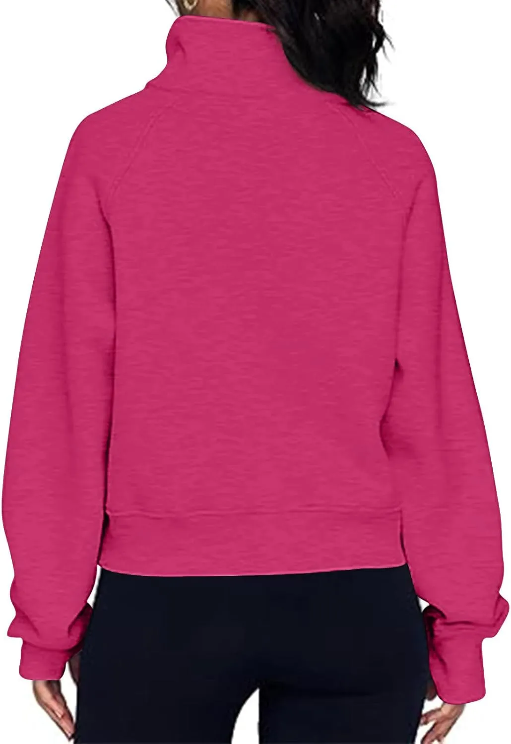 SMIDOW Womens Half Zip Cropped Hoodies Oversized Fleece Quarter Zip Pullover Tops Fall Winter Clothes 2023 Outfits Sweatshirt