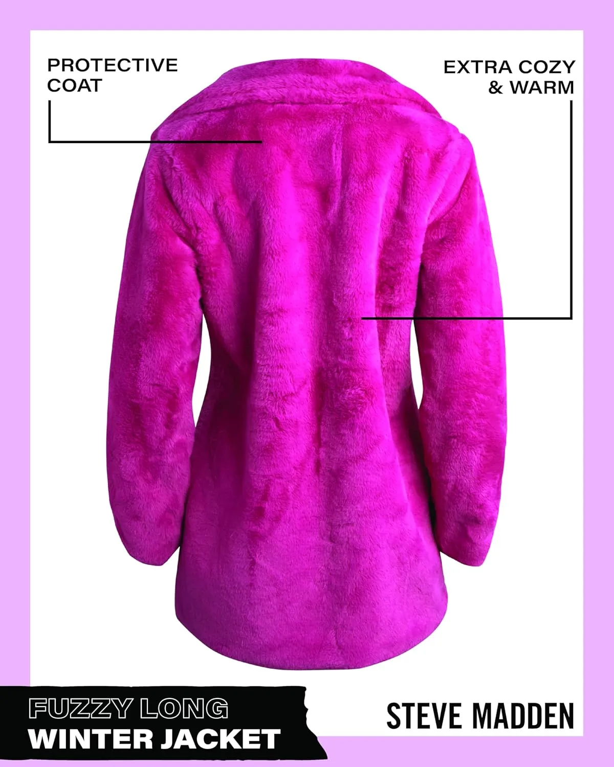 Steve Madden Women's Fur Coat - Cozy Faux Fur Coat for Women - Warm Fuzzy Long Womens Winter Coat and Down Jacket (S-XL)