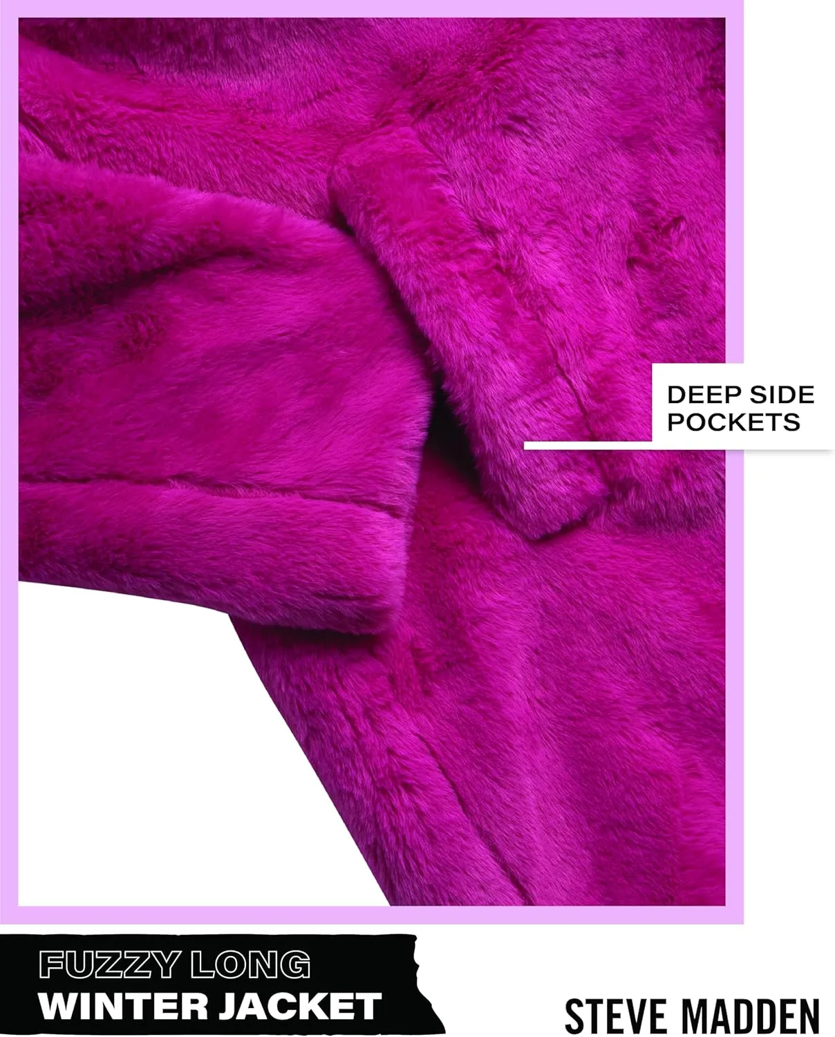 Steve Madden Women's Fur Coat - Cozy Faux Fur Coat for Women - Warm Fuzzy Long Womens Winter Coat and Down Jacket (S-XL)