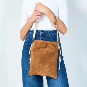 Suede drawstring crossbody bag wholesale