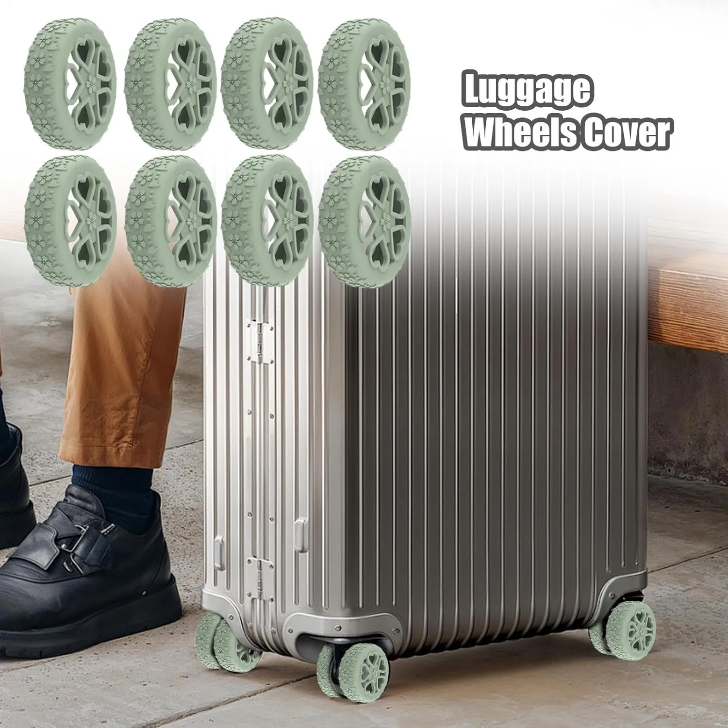 Suitcase Wheel Covers - Luggage Wheel Protector Covers - Silicone Luggage Wheel Protector | Anti-Noise Luggage Wheel Covers | 8Pcs Carry On Luggage Wheels Protector for Travel
