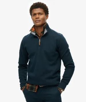 Superdry Core Pique Henley Half Zip Sweater - Eclipse Navy