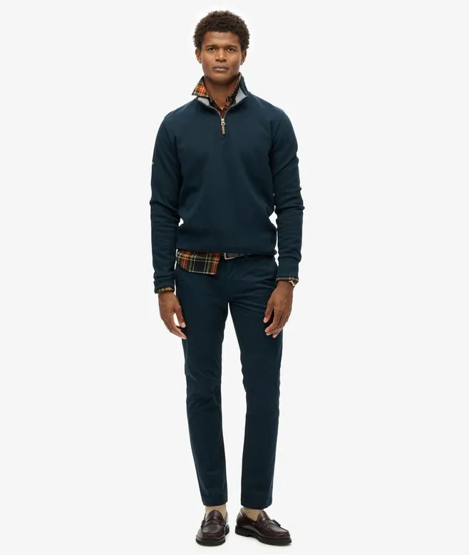 Superdry Core Pique Henley Half Zip Sweater - Eclipse Navy