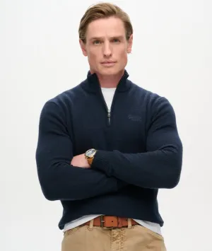 Superdry Essential Embroidered Knit Half Zip Sweater - Carbon Navy Marl