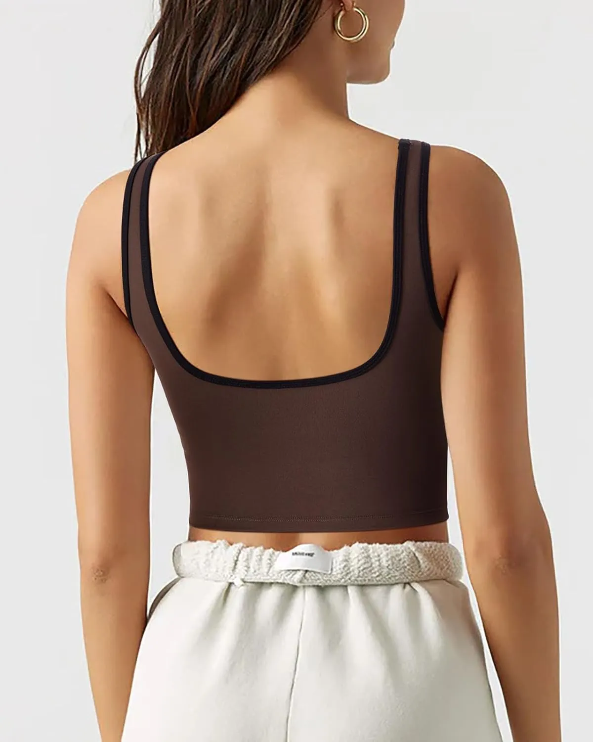 SUUKSESS Women Sweetheart Neckline Longline Sports Bra Padded Basic Workout Crop Tank Top
