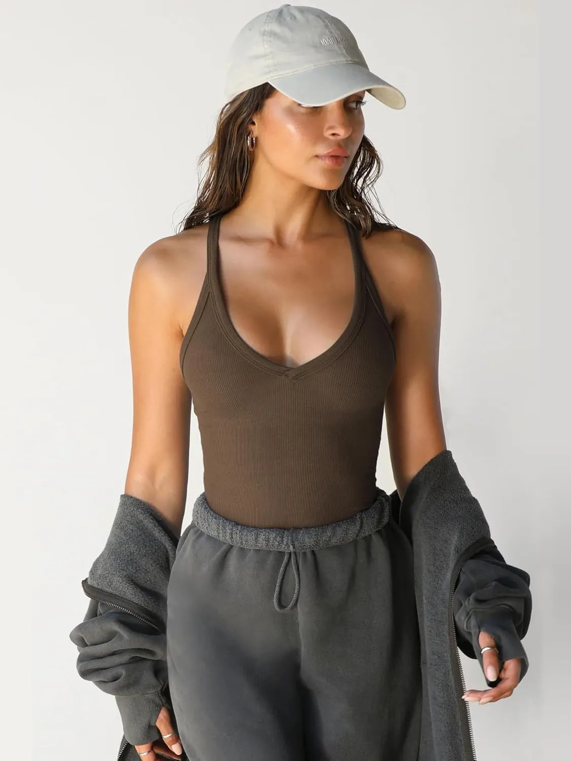 SVALIY Workout Tops for Women Racerback Tank Tops Yoga Gym Ribbed Sleeveless Shirts Clothes