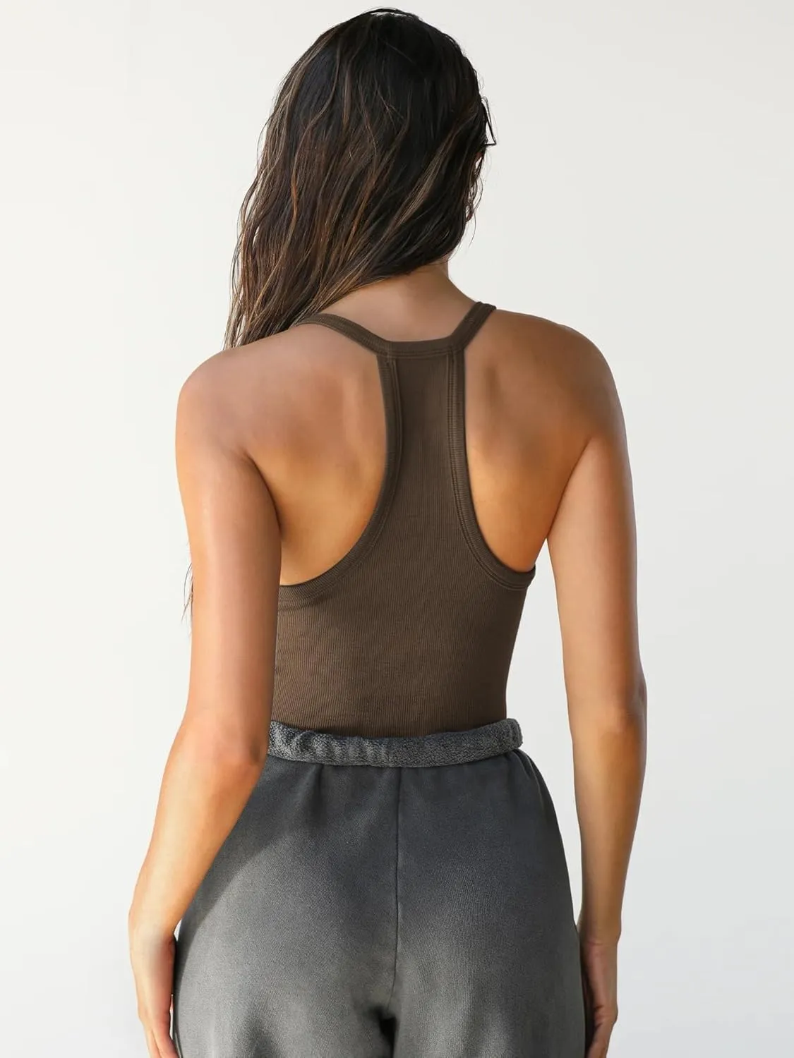 SVALIY Workout Tops for Women Racerback Tank Tops Yoga Gym Ribbed Sleeveless Shirts Clothes