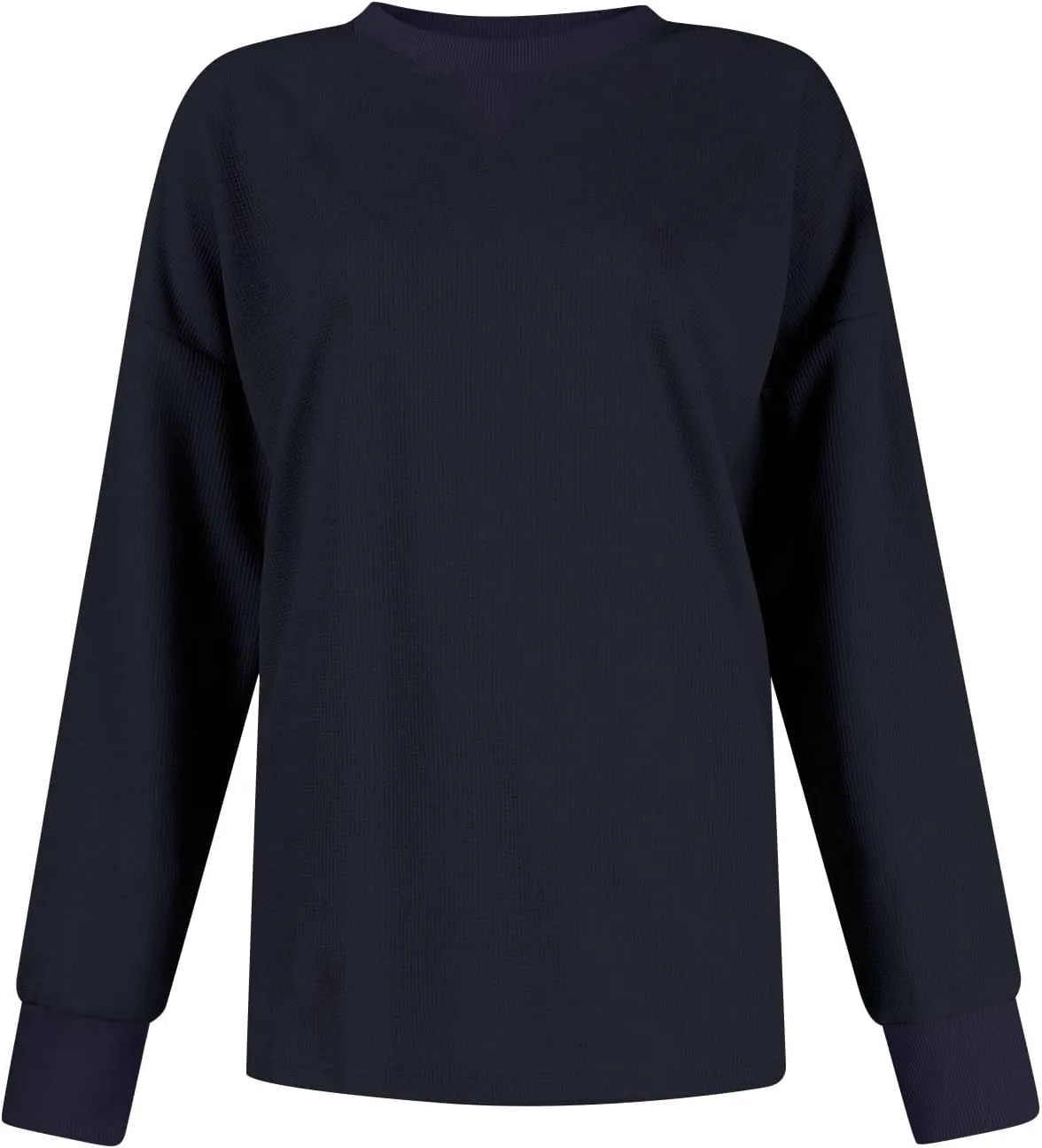 Sweatshirt for Women Loose Waffle Crew Neck Long Sleeve Pullover Tops Soft Oversized Workout Shirts Fall Clothes