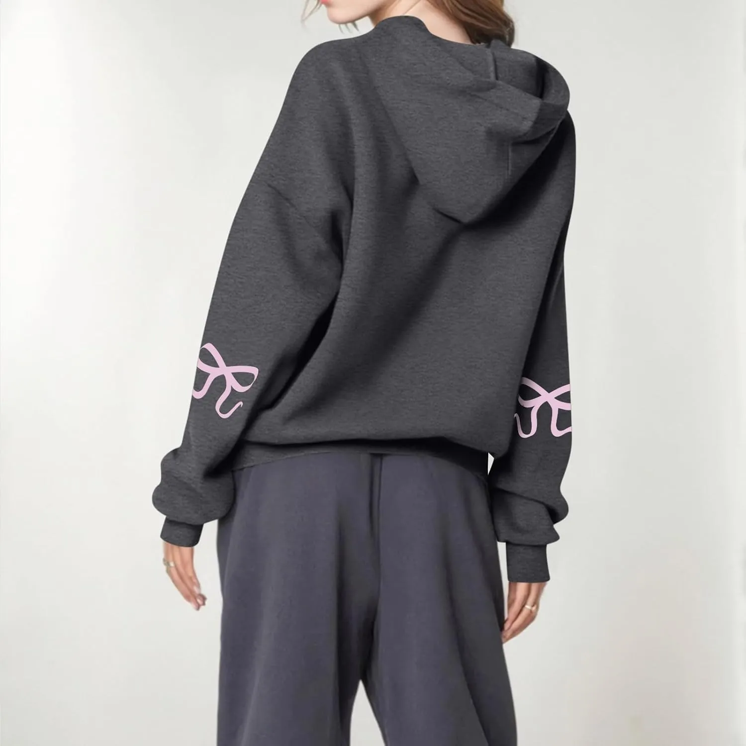 Sweatsuits Women 2 Piece Outfit Fleece Oversized Bow Hoodie and Sweatpants Track Suits Matching Lounge Pants Sets