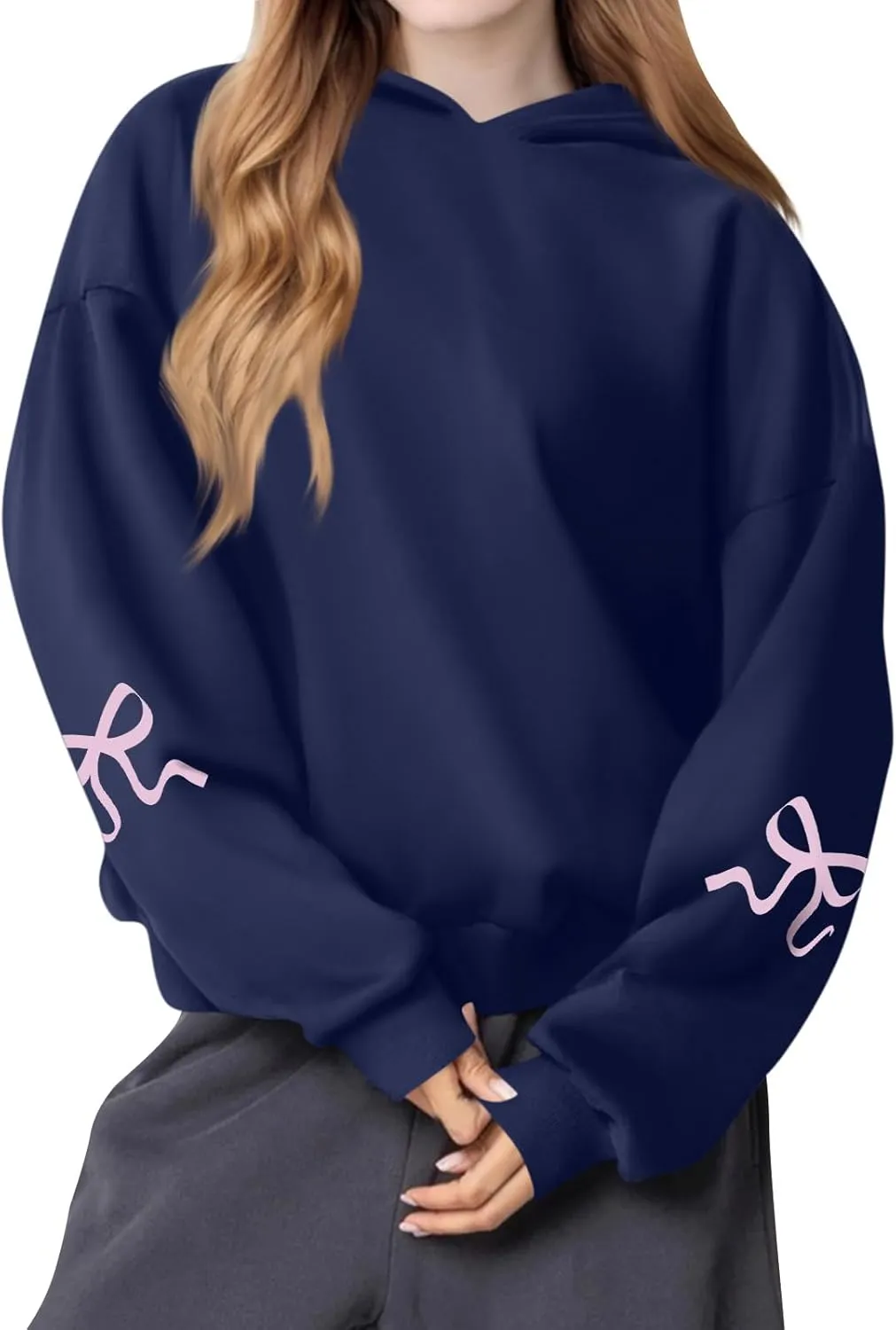 Sweatsuits Women 2 Piece Outfit Fleece Oversized Bow Hoodie and Sweatpants Track Suits Matching Lounge Pants Sets