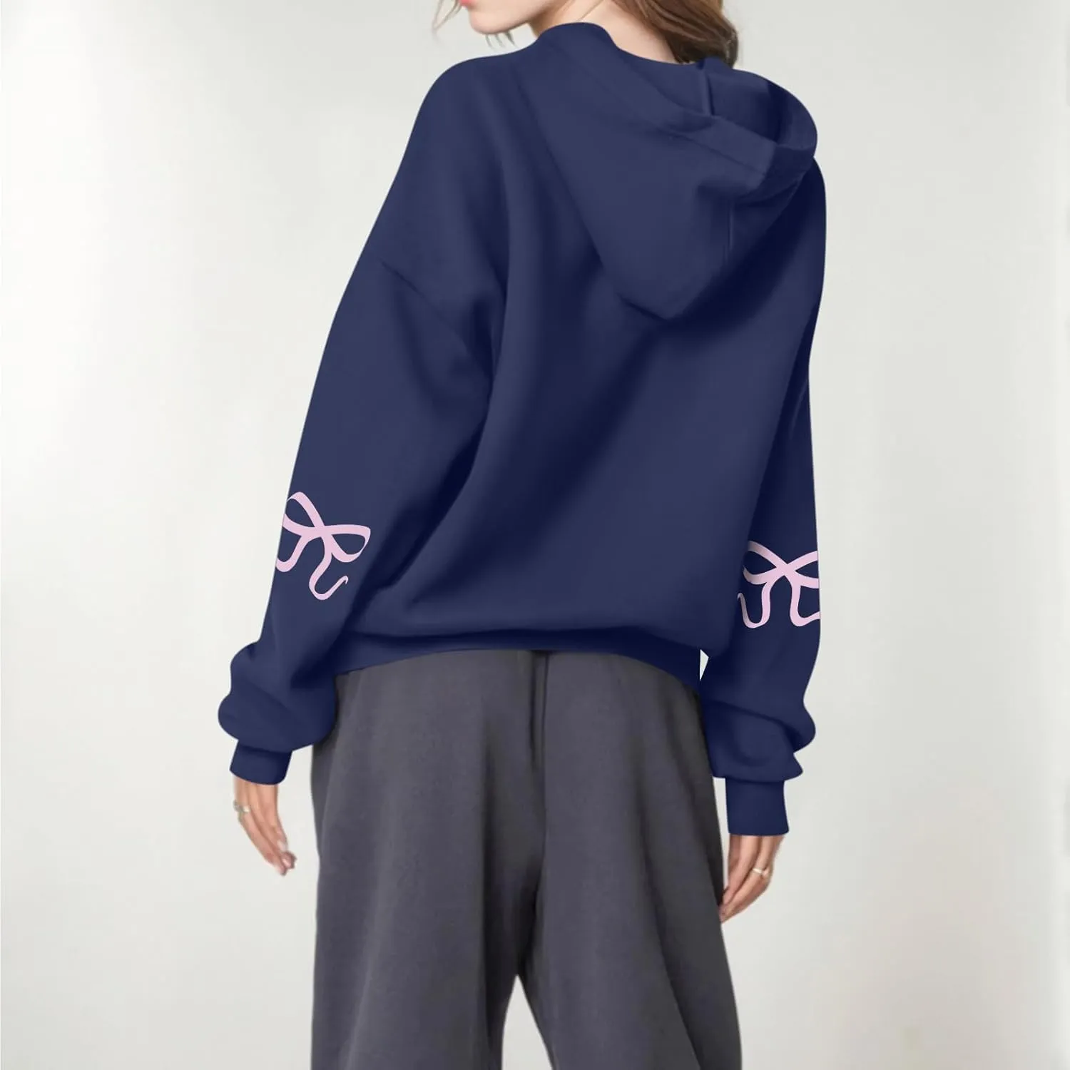 Sweatsuits Women 2 Piece Outfit Fleece Oversized Bow Hoodie and Sweatpants Track Suits Matching Lounge Pants Sets